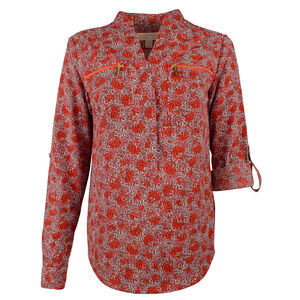NWT Michael Kors Women's Floral Print Pebble Crepe Zip Pocket Top-S-S $88